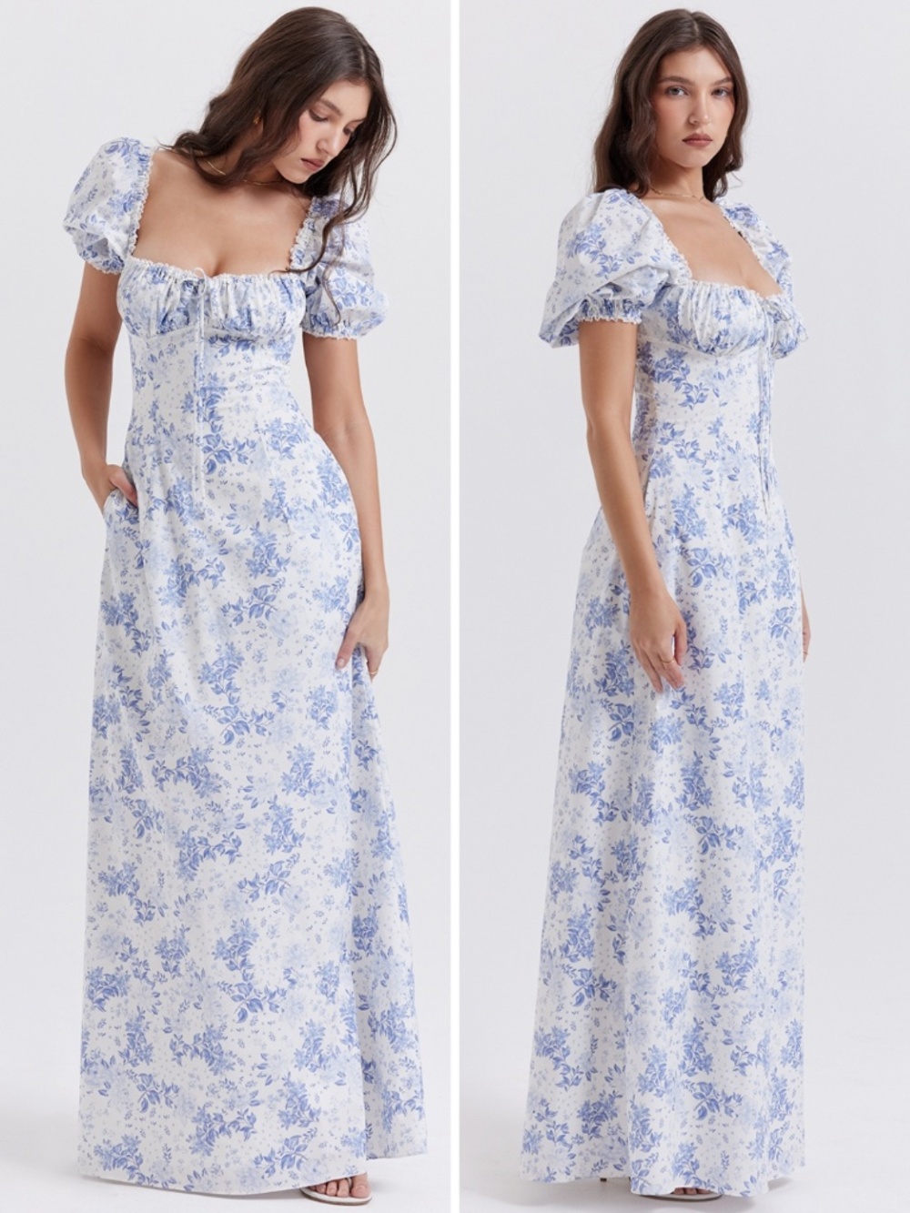 NEW House of CB Felizia Dress Blue Print + White Large with Regular Cup - Picture 8 of 17